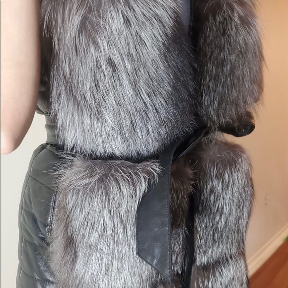 2-in-1 winter leather jacket with silver fox - Picture 12 of 16